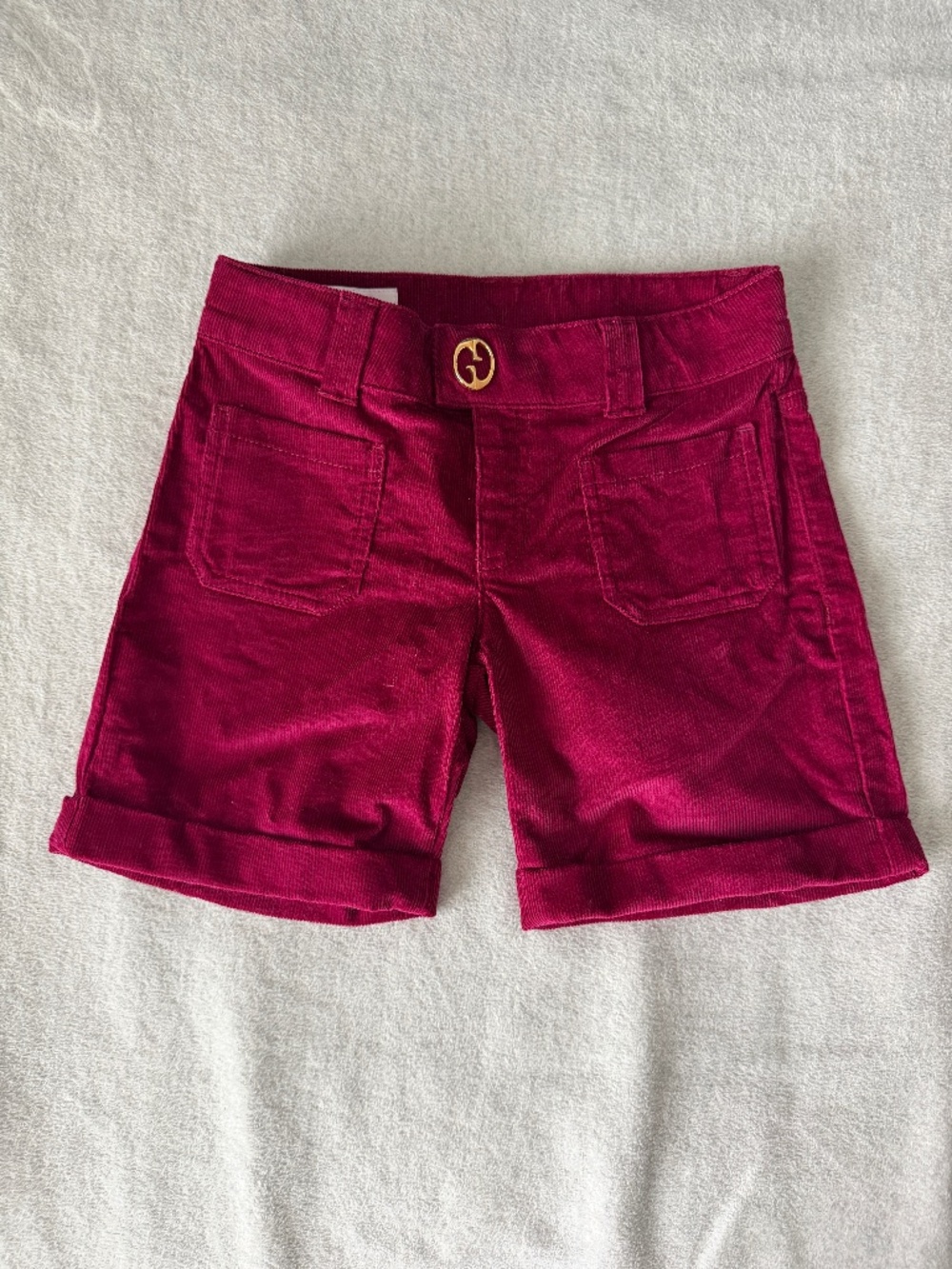 GUCCI | Cranberry Red Corduroy Cuffed Shorts | Sz 8